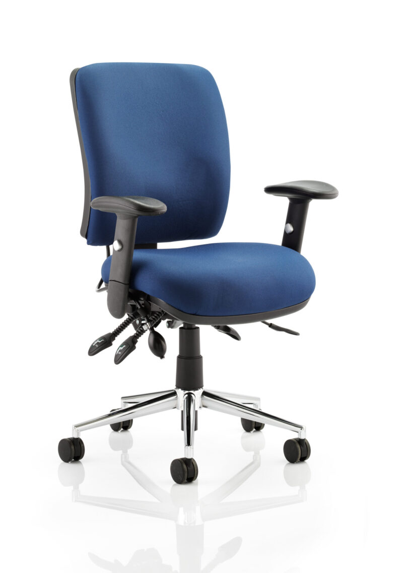 Impulse 1400mm Cantilever Straight Desk With Mobile Pedestal and Chiro Medium Back Blue Operator Chair - Image 22