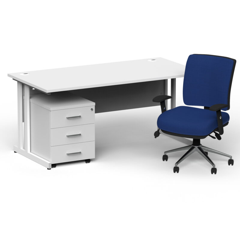 Impulse 1800mm Cantilever Straight Desk With Mobile Pedestal and Chiro Medium Back Blue Operator Chair - Image 45