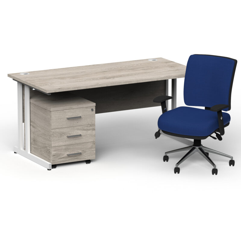 Impulse 1800mm Cantilever Straight Desk With Mobile Pedestal and Chiro Medium Back Blue Operator Chair - Image 47