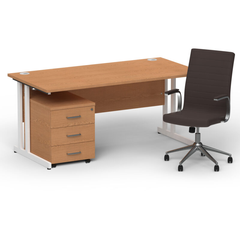 Impulse 1600mm Cantilever Straight Desk With Mobile Pedestal and Ezra Brown Executive Chair - Image 41