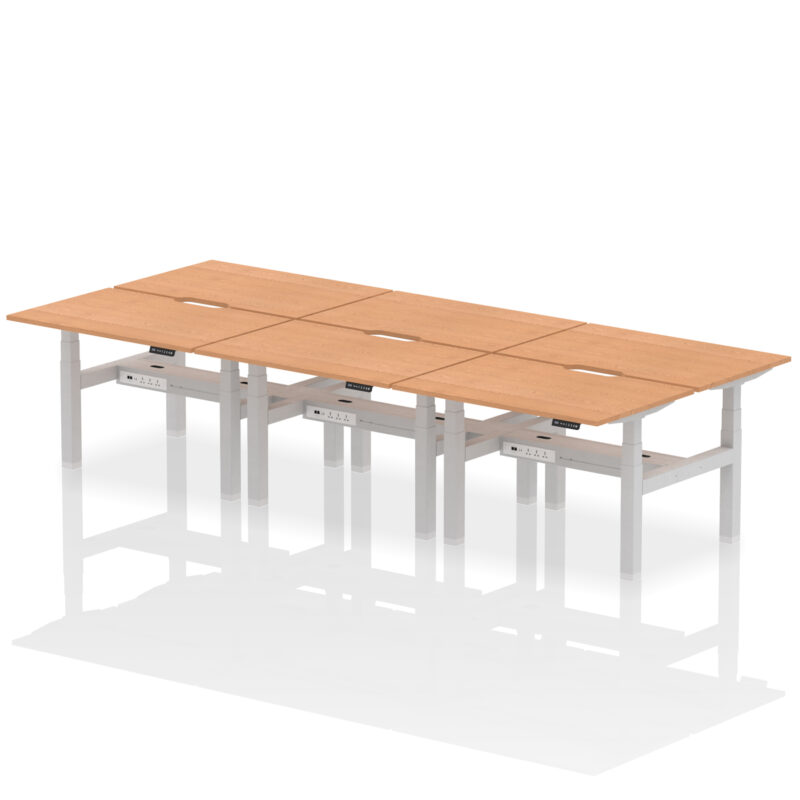 Air Back-to-Back Scalloped Edge Height Adjustable Bench Desk - 6 Person - Image 11