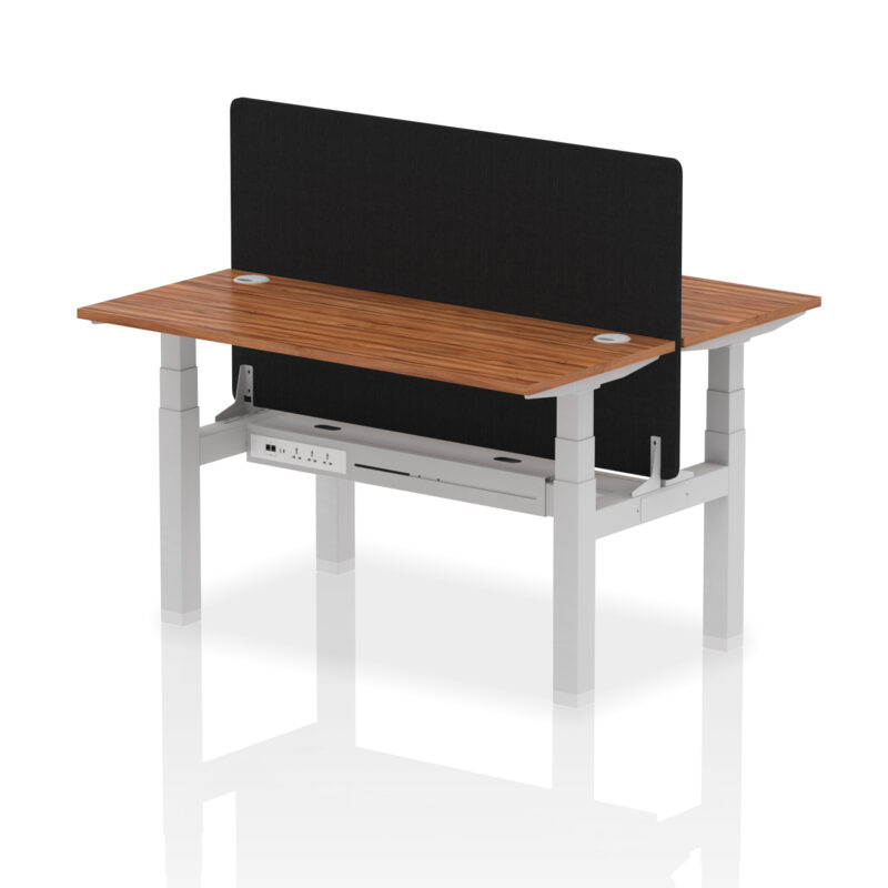 Air Back-to-Back Slimline Height Adjustable Bench Desk - 2 Person with Black Straight Screen - Image 38