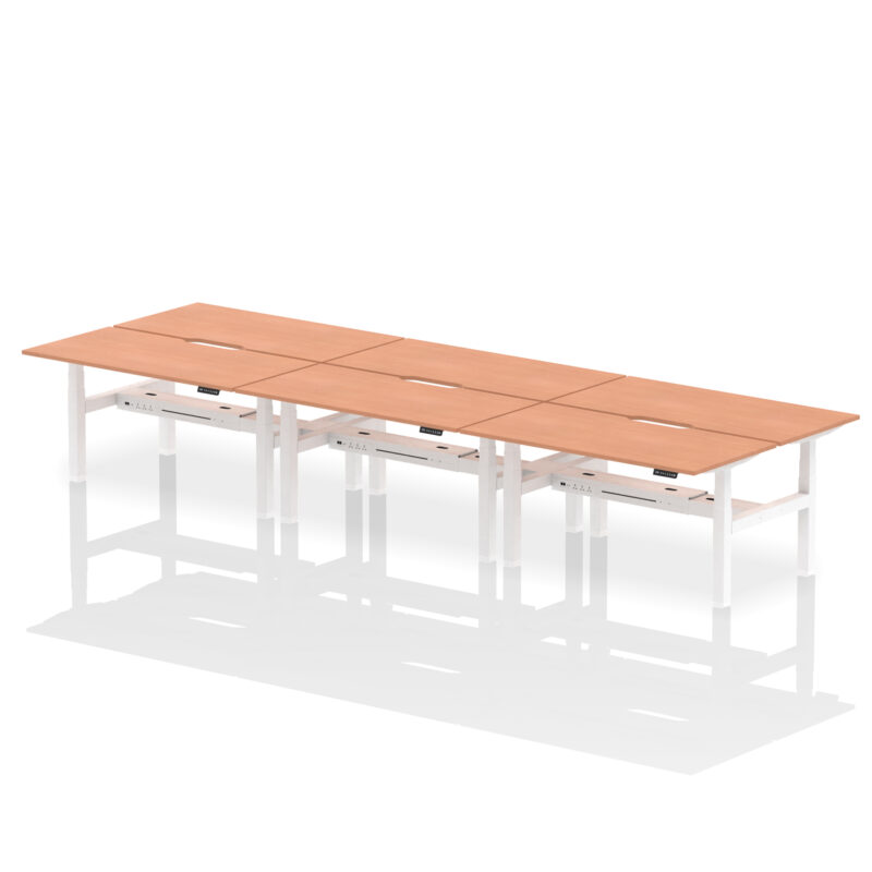 Air Back-to-Back Scalloped Edge Height Adjustable Bench Desk - 6 Person - Image 39