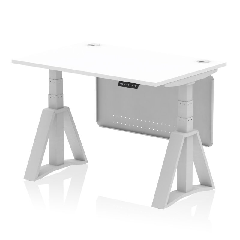Air Height Adjustable Desk With Cable Ports With Steel Modesty Panel With Piste Foot - Image 9