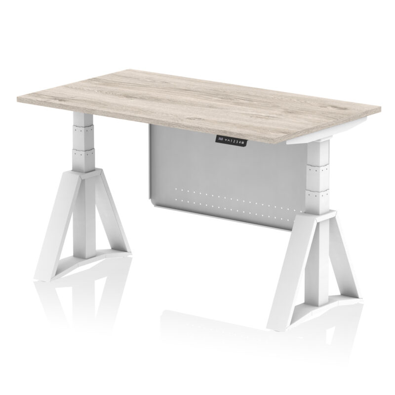 Air Height Adjustable Desk without Cable Ports With Steel Modesty Panel With Piste Foot - Image 44