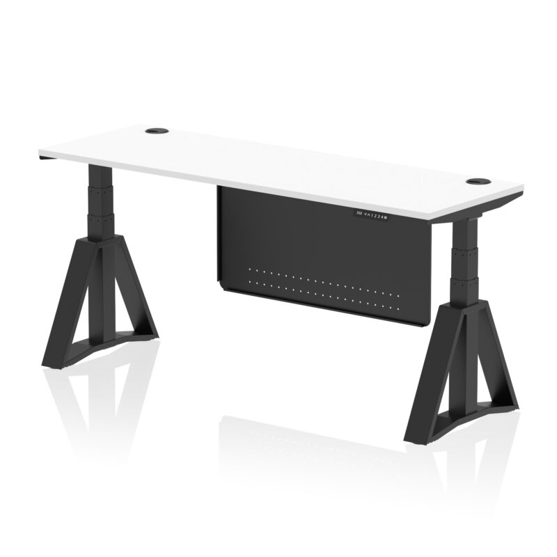 Air Height Adjustable Slimline Desk With Cable Ports With Steel Modesty Panel With Piste Foot - Image 60