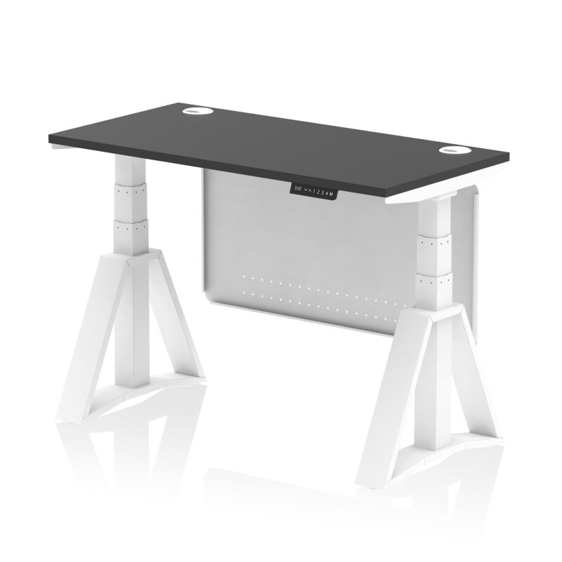Air Height Adjustable Slimline Desk With Cable Ports With Steel Modesty Panel With Piste Foot - Image 75