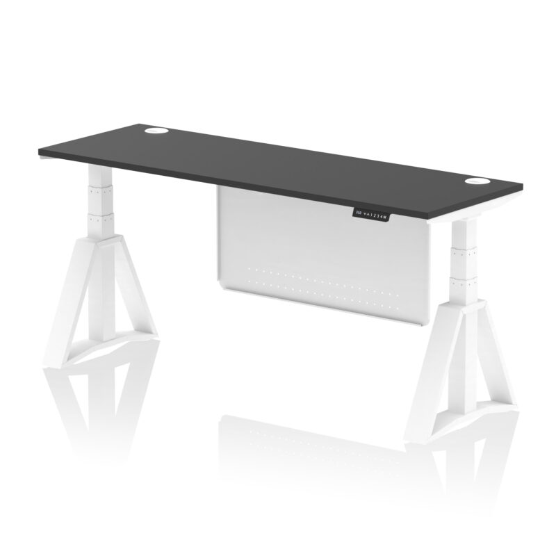 Air Height Adjustable Slimline Desk With Cable Ports With Steel Modesty Panel With Piste Foot - Image 84