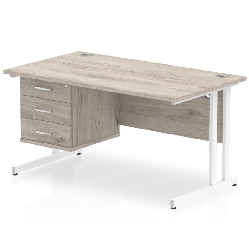 OE - Impulse 1400mm Cantilever Straight Desk With Single Fixed Pedestal - Image 5