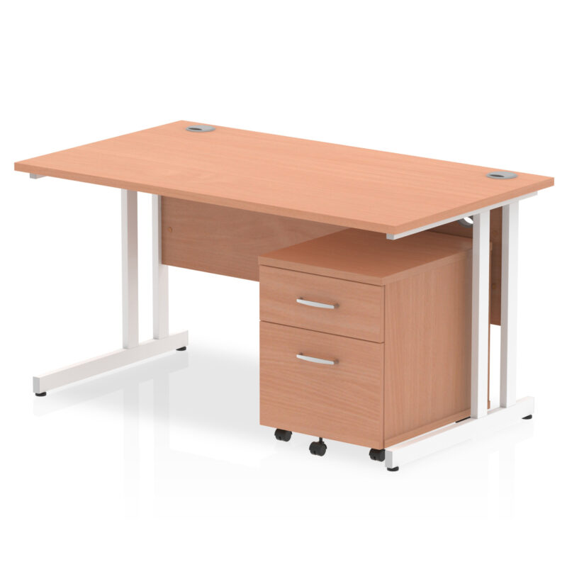 EE - Impulse 1400mm Cantilever Straight Desk With Mobile Pedestal - Image 2