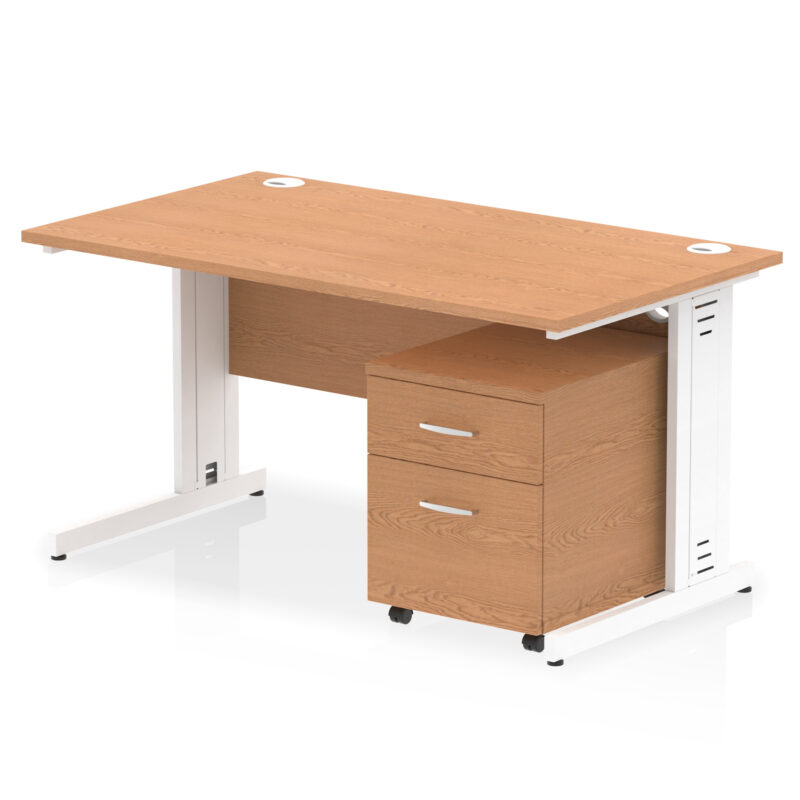 Impulse 1400mm Cable Managed Straight Desk With Mobile Pedestal - Image 15