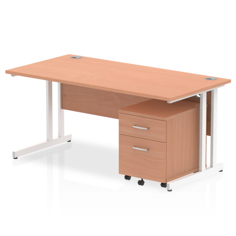 Impulse 1600mm Cantilever Straight Desk With Mobile Pedestal - Image 3