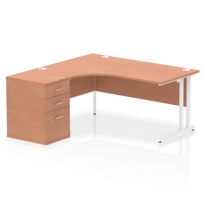 Impulse 1600mm Cantilever Left Crescent Desk Workstation - Image 3