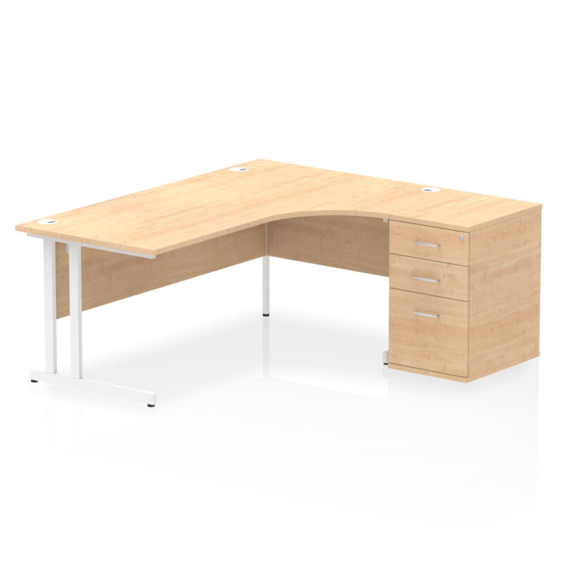 EE - Impulse Cantilever Right Crescent Desk Worksation with 600 Deep Desk High Pedestal - Image 45
