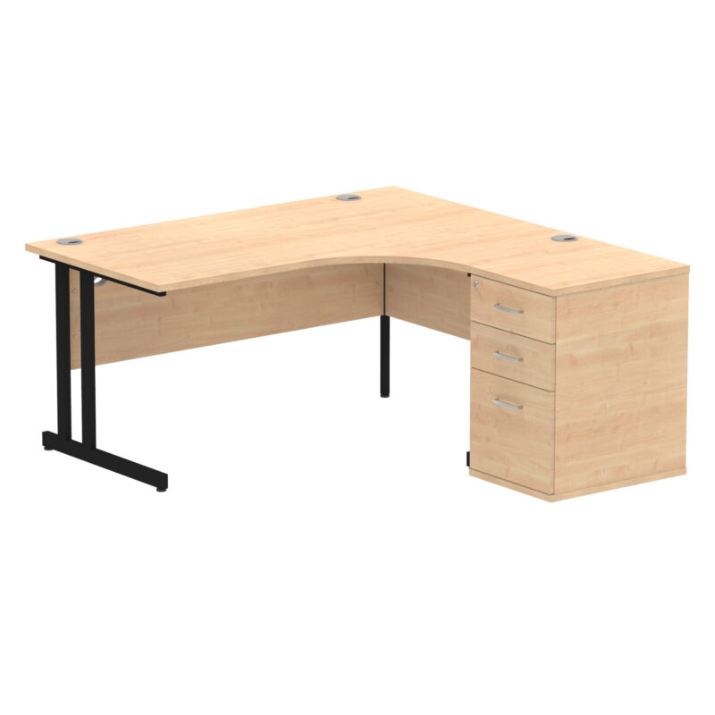 EE - Impulse Cantilever Right Crescent Desk Worksation with 600 Deep Desk High Pedestal - Image 25