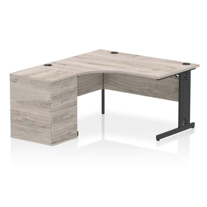 Impulse 1400mm Cable Managed Left Crescent Desk Workstation - Image 3