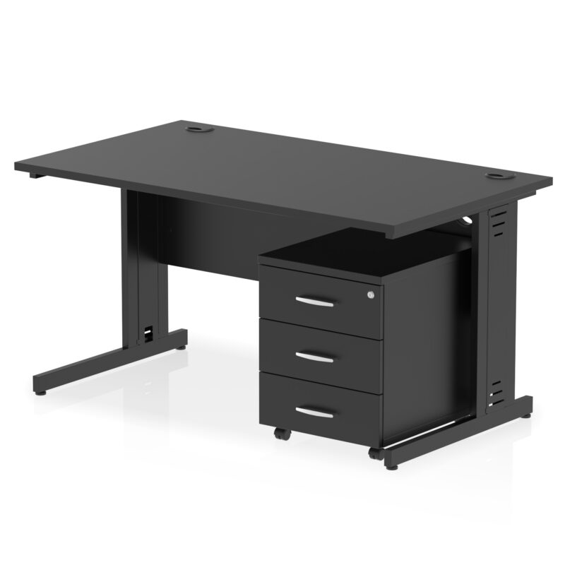 Impulse 1400mm Cable Managed Straight Desk With Mobile Pedestal - Image 33