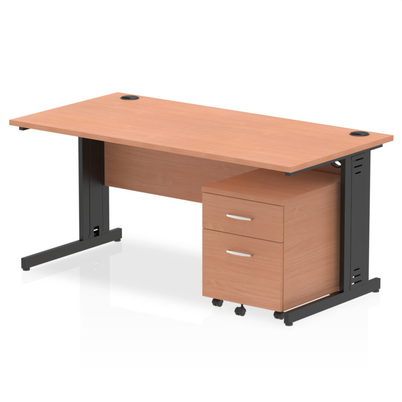 Impulse 1600mm Cable Managed Straight Desk With Mobile Pedestal - Image 25