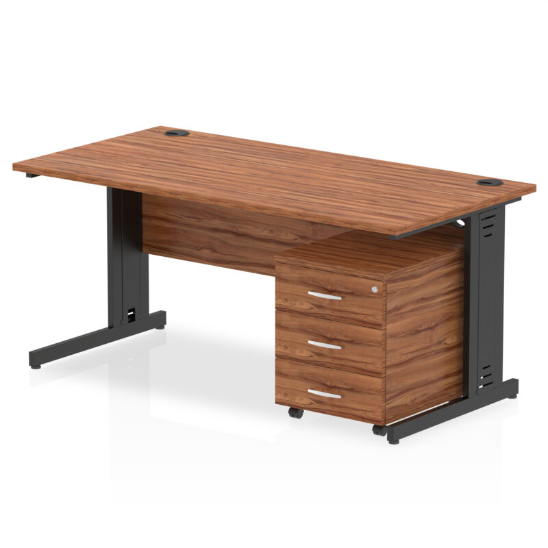 Impulse 1600mm Cable Managed Straight Desk With Mobile Pedestal - Image 38