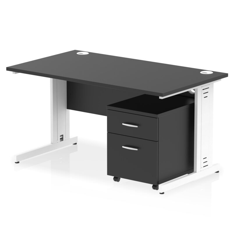 Impulse 1400mm Cable Managed Straight Desk With Mobile Pedestal - Image 41