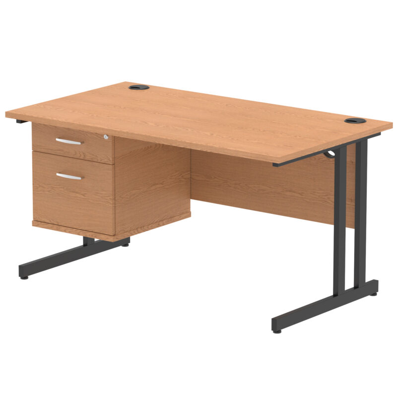 OE - Impulse 1400mm Cantilever Straight Desk With Single Fixed Pedestal - Image 28