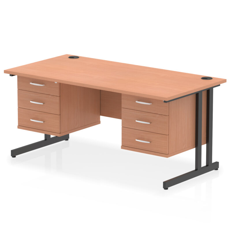 Impulse 1600mm Cantilever Straight Desk With Two Fixed Pedestal - Image 65