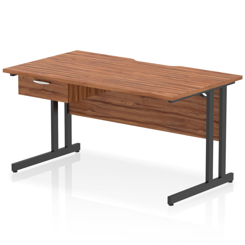 Impulse Scalloped Edge Cantilever Straight Desk With Single One Drawer Fixed Pedestal - Image 11