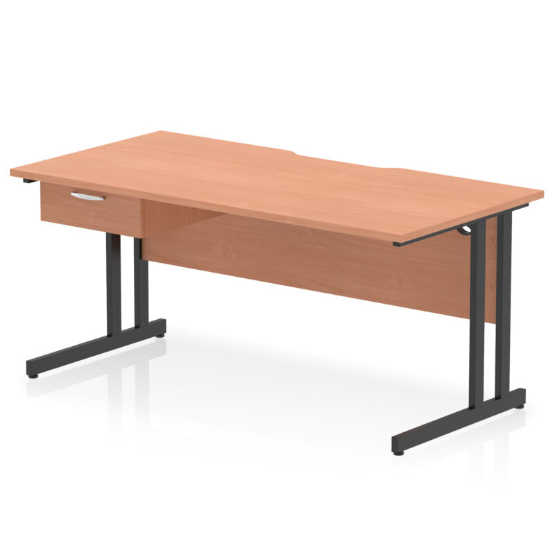 Impulse Scalloped Edge Cantilever Straight Desk With Single One Drawer Fixed Pedestal - Image 13