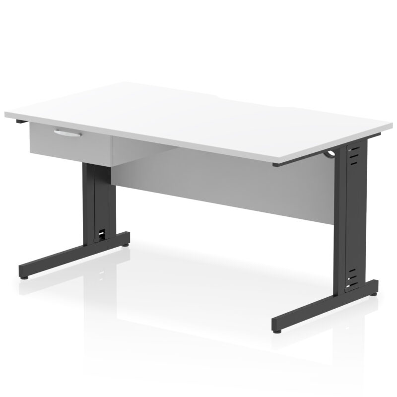 Impulse Scalloped Edge Cable Managed Straight Desk With Single One Drawer Fixed Pedestal - Image 12