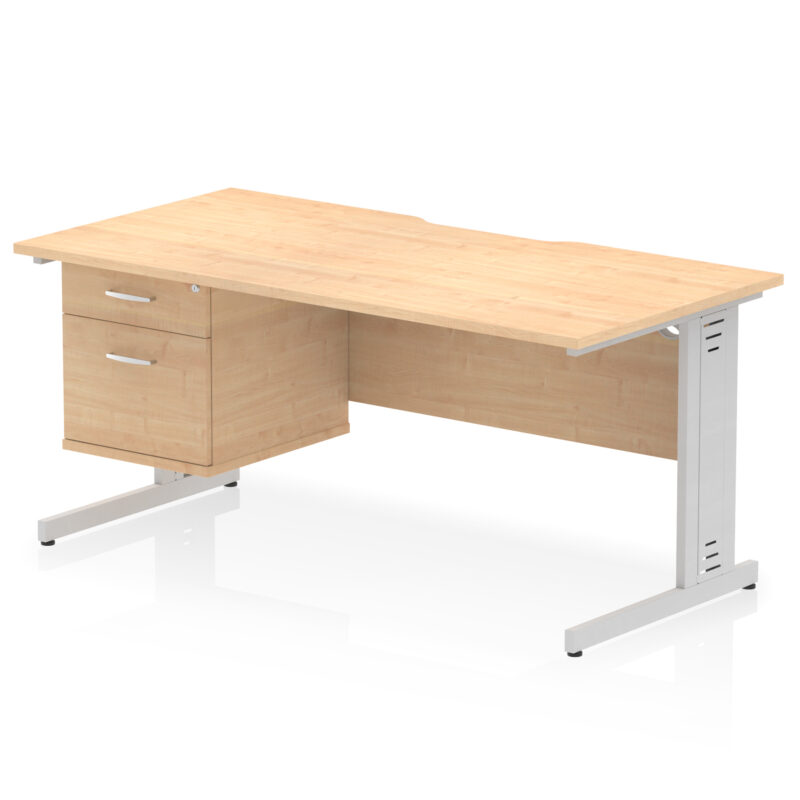 Impulse Scalloped Edge 1600mm Cable Managed Straight Desk With Single Fixed Pedestal - Image 10