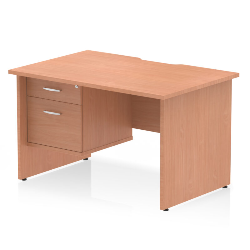 Impulse Scalloped Edge 1200mm Panel End Straight Desk With Single Fixed Pedestal - Image 3
