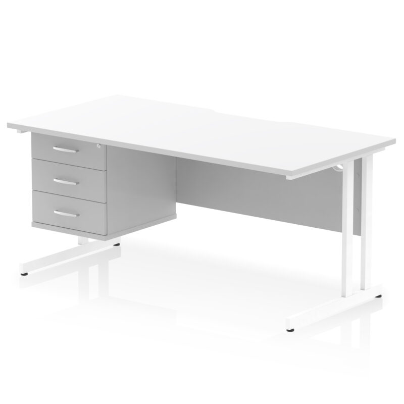 Impulse Scalloped Edge 1600mm Cantilever Straight Desk With Single Fixed Pedestal - Image 38