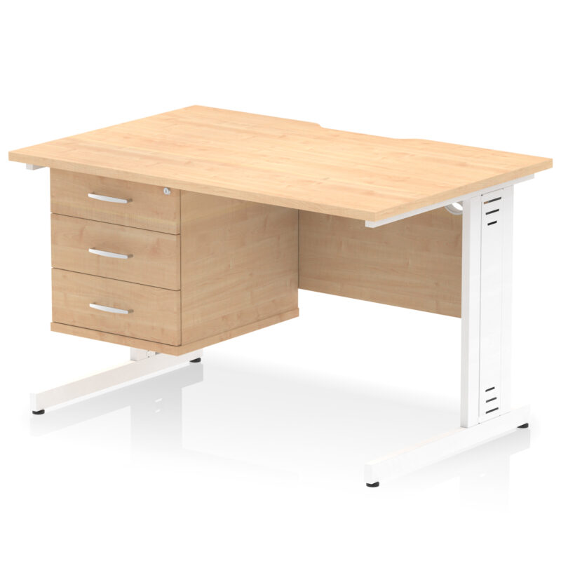 Impulse Scalloped Edge 1200mm Cable Managed Straight Desk With Single Fixed Pedestal - Image 29