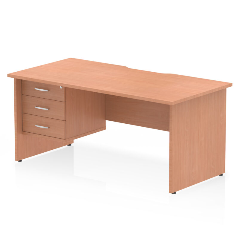 Impulse Scalloped Edge 1600mm Panel End Straight Desk With Single Fixed Pedestal - Image 14