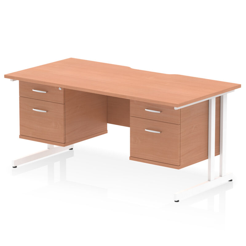 Impulse Scalloped Edge 1600mm Cantilever Straight Desk With Two Fixed Pedestal - Image 24
