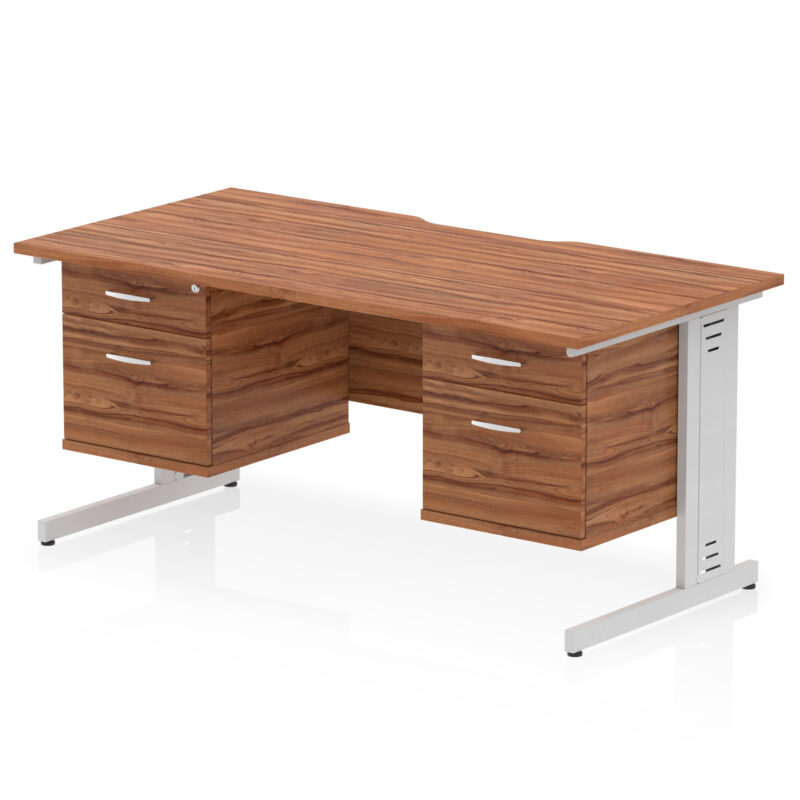 Impulse Scalloped Edge 1600mm Cable Managed Straight Desk With Two Fixed Pedestal - Image 35