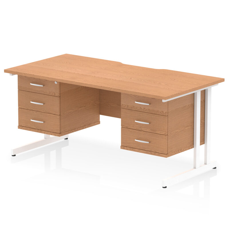 Impulse Scalloped Edge 1600mm Cantilever Straight Desk With Two Fixed Pedestal - Image 51