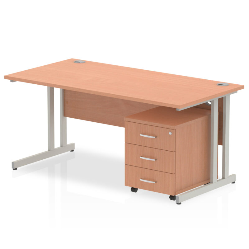 Impulse 1600mm Cantilever Straight Desk With Mobile Pedestal - Image 2