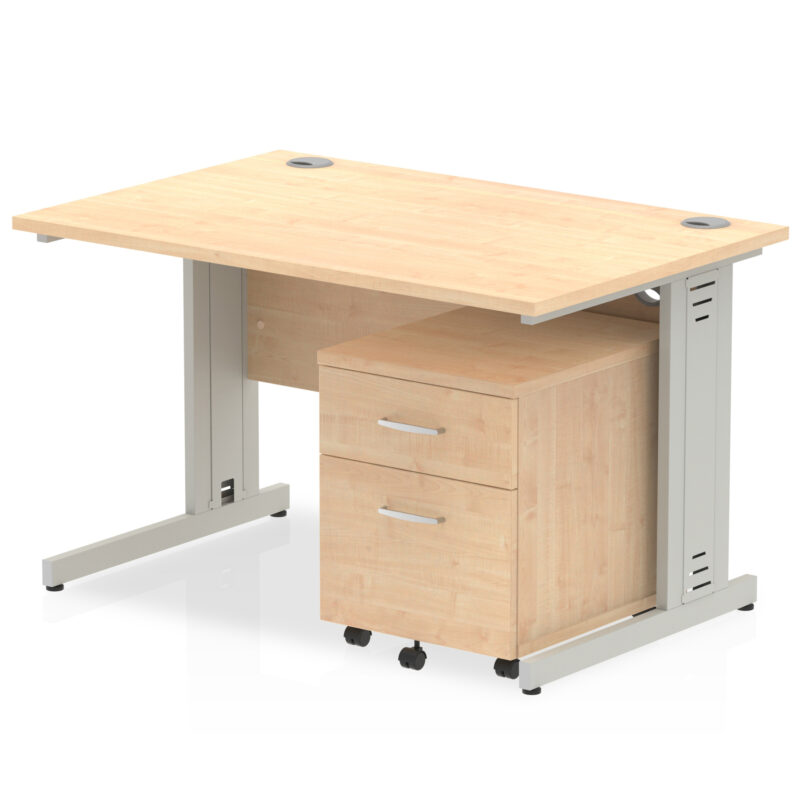 Impulse 1200mm Cable Managed Straight Desk With Mobile Pedestal - Image 9