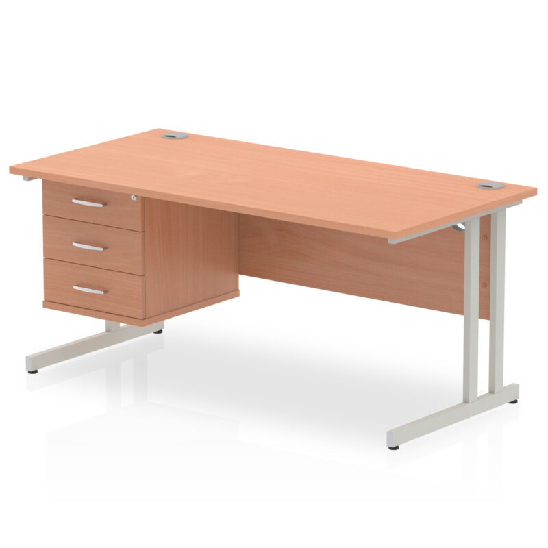 EE - Impulse 1600mm Cantilever Straight Desk With Single Fixed Pedestal - Image 3