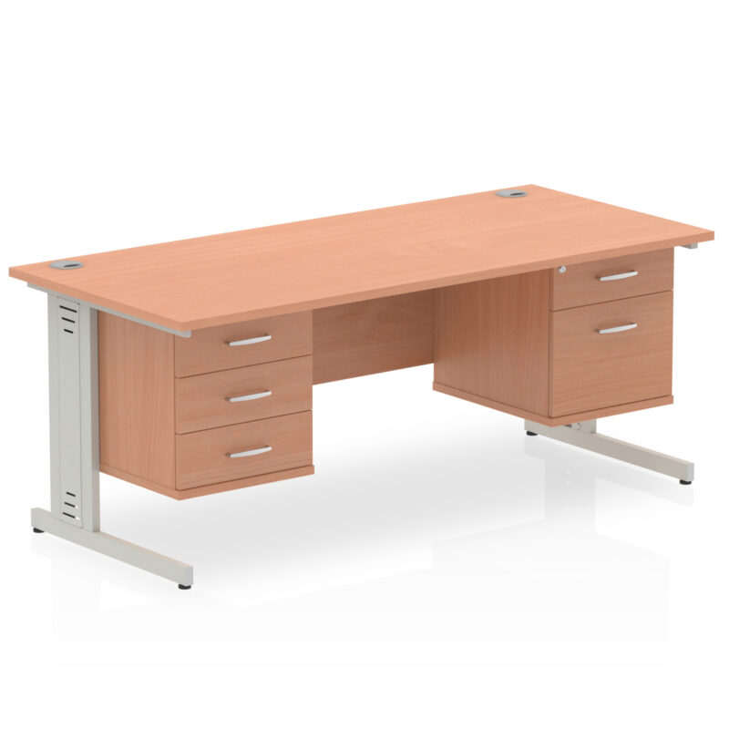 Impulse 1800mm Cable Managed Straight Desk With Two Fixed Pedestal - Image 2