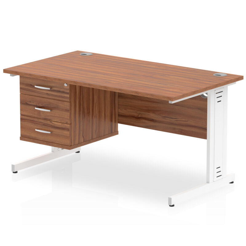Impulse 1400mm Cable Managed Straight Desk With Single Fixed Pedestal - Image 35
