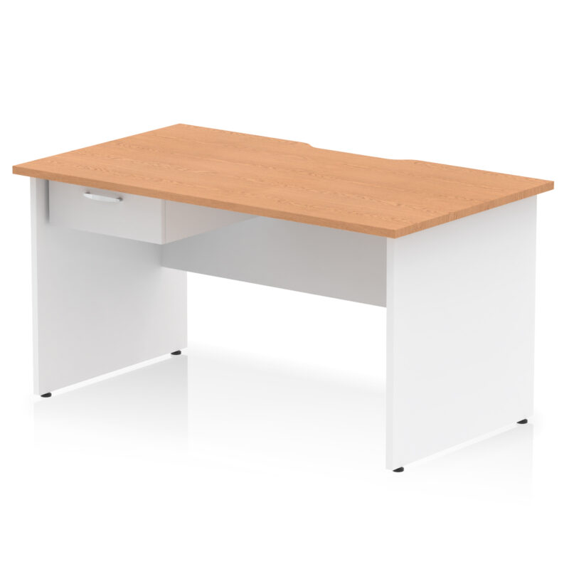 Impulse Scalloped Edge Panel End Straight Desk Frame With Single One Drawer Fixed Pedestal - Image 30