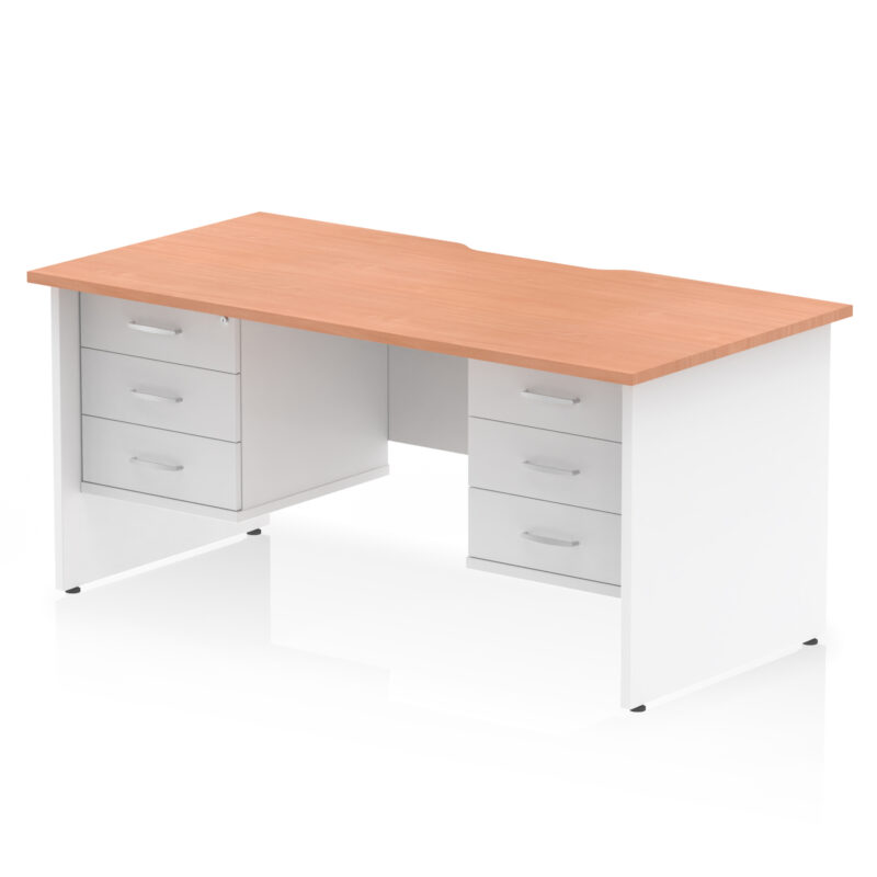 Impulse Scalloped Edge 1600mm Panel End Straight Desk With Two Fixed Pedestal - Image 32